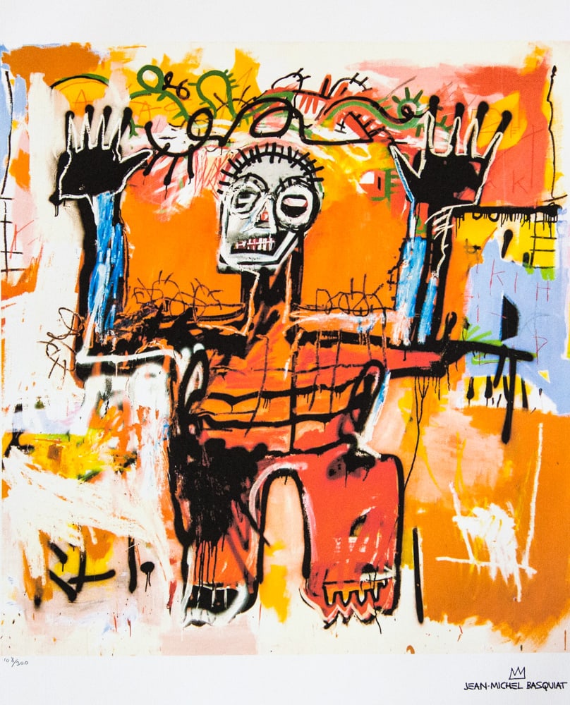 Jean-Michel Basquiat, Untitled: Jean-Michel Basquiat (after) untitled, lithography print, sheet size 50 x 70 cm, plate signed bottom right, numbered bottom left with pencil, limited edition 108/300, bottom right publishing house