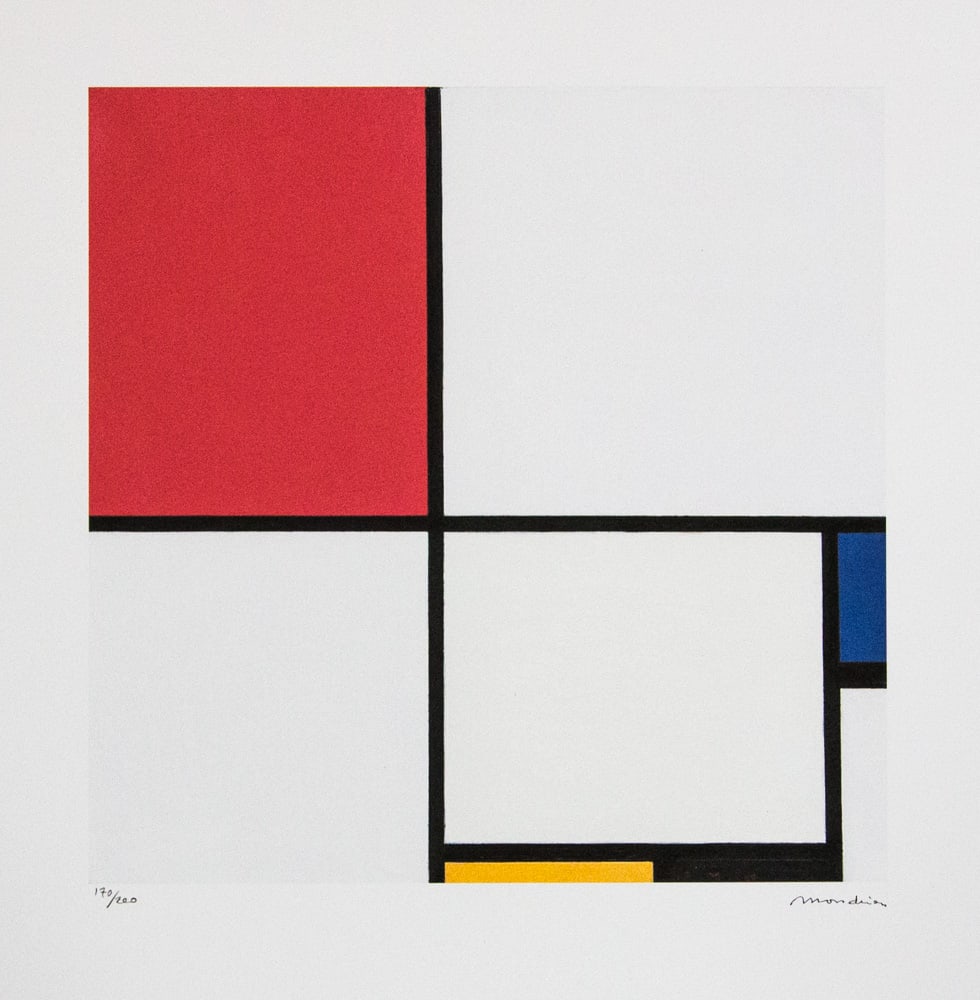 Piet Mondrian 'Composition III with Red, Blue, Yellow and Black': Piet Mondrian (after) 'Composition III with Red, Blue, Yellow and Black' lithography print, plate signed bottom right, numbered with pencil bottom left, limited edition 170/200, bottom left publishing
