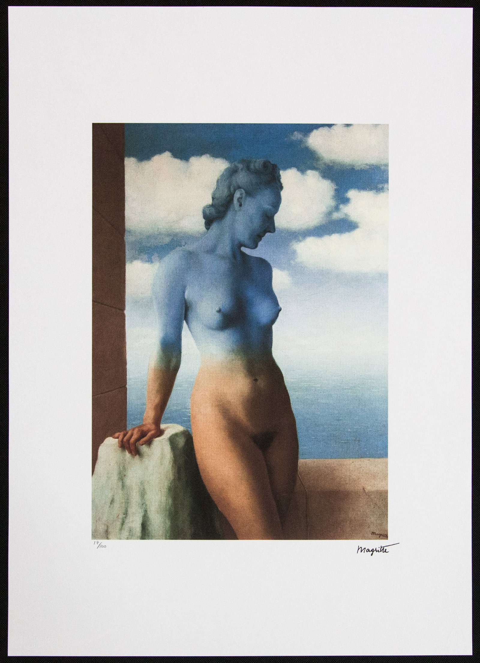 Rene Magritte 'Black Magic': Rene Magritte (after) 'Black Magic' lithography print, limited edition of 100, plate signed bottom right, numbered with pencil bottom left 17/100, bottom left publishing house stamp 'SPADEM, Paris', f