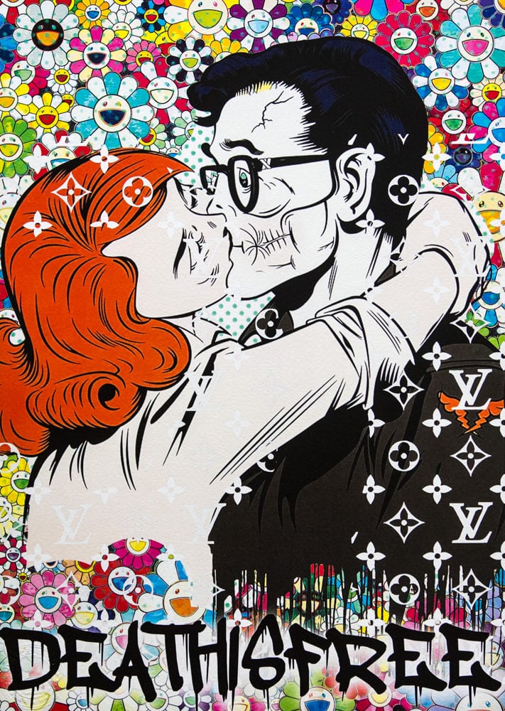 DEATH NYC SIGNED FINE ART PRINT W/COA: DEATH NYC Signed Fine Art Print with COA , DEATH NYC is a New York City-based street artist. Her pseudonym is an acronym for 'Don't Easily Abandon the Hope'. Print is blind stamped, comes with Certifi