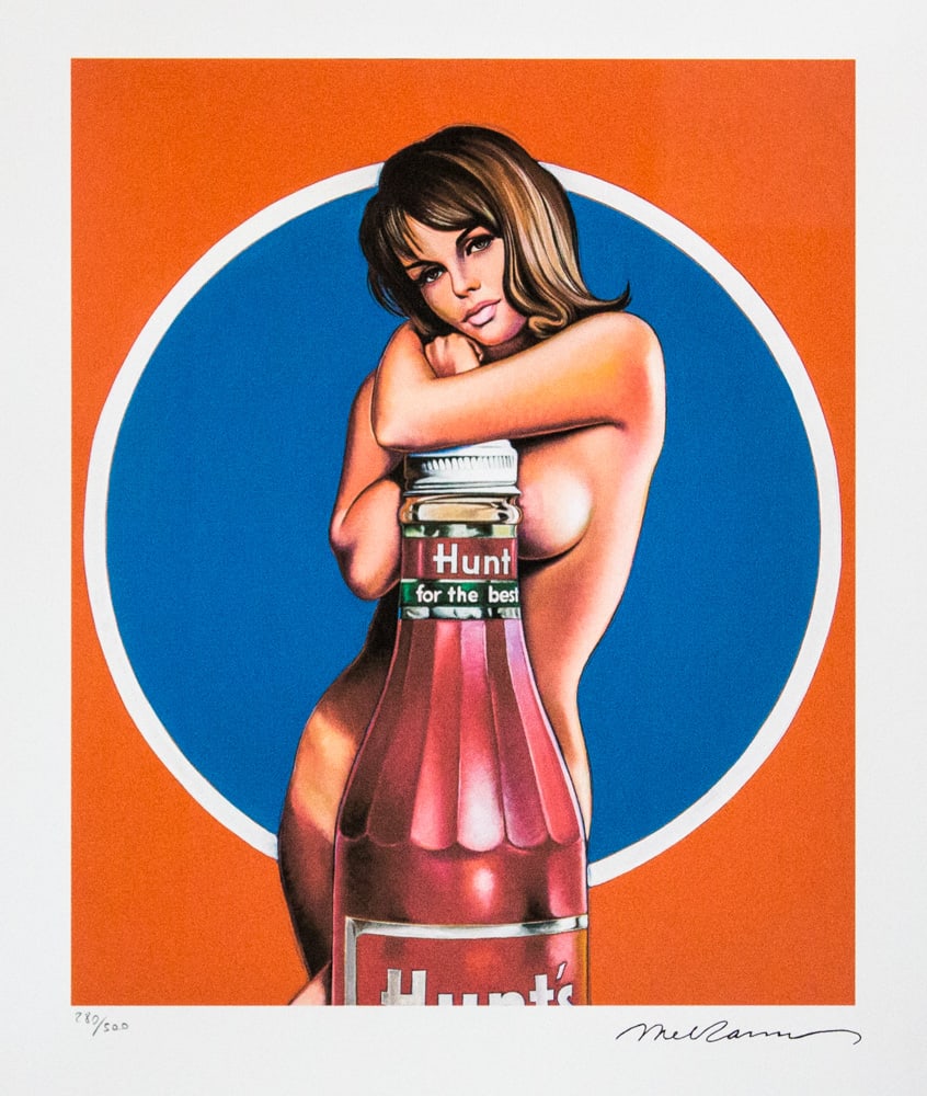 Mel Ramos 'Hunt for The Best': Mel Ramos (after) 'Hunt for The Best' offset lithograph in colors on Arches paper, sheet size 38,5 x 57 cm, plate signed bottom right, numbered with pencil, limited edition 280/500, Georges Israel Edi