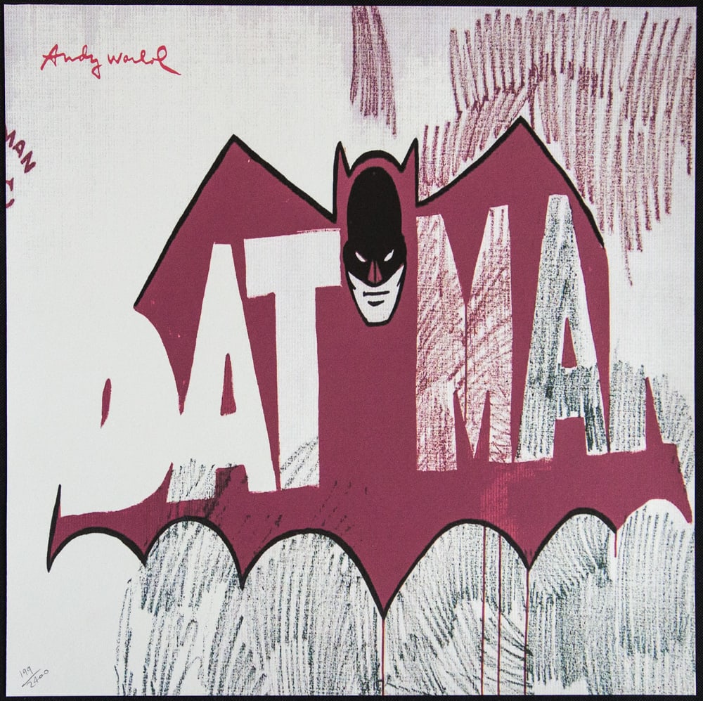Andy Warhol 'Batman': Andy Warhol (after) 'Batman' offset lithography, size 60 x 60 cm, plate signed top left, numbered with pencil, limited edition 199/2400, heavy paper, stamped with CMOA on the back (Carnegie Museum of 