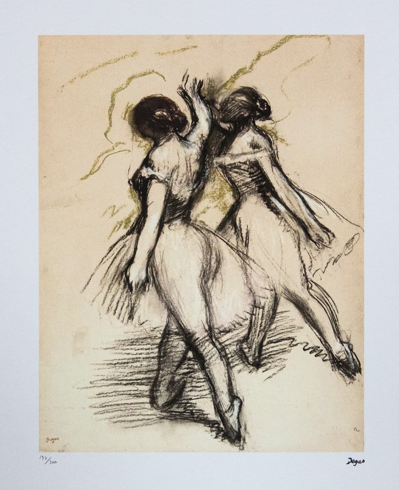 Edgar Degas 'Two Dancers': Edgar Degas (after) 'Two Dancers' offset lithography, limited edition of 300, sheet size 50 x 70 cm, plate signed bottom right, numbered with pencil bottom left 133/300, cotton paper, without