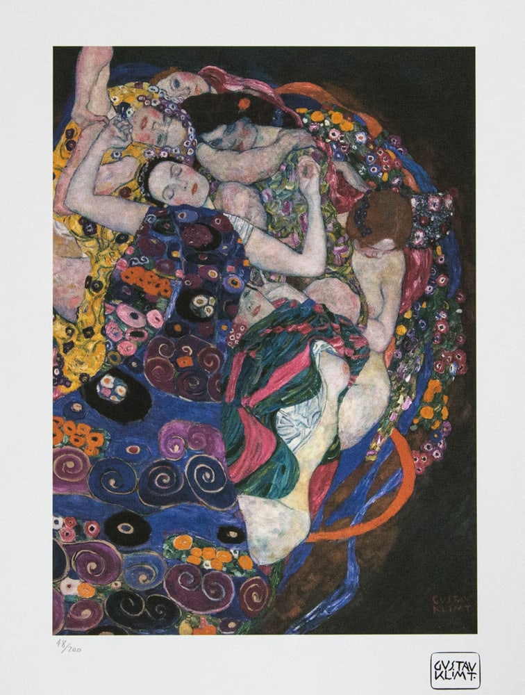 Gustav Klimt 'The Virgin': Gustav Klimt (after) 'The Virgin' limited edition of 200, lithograph print, plate signed bottom right, numbered with pencil bottom left 48/200, fine art paper, with La TREC Spa embossing, sheet size: