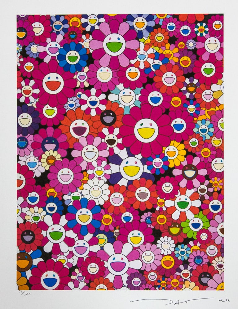 Takashi Murakami 'An Homage to Monopink': Takashi Murakami (after) 'An Homage to Monopink' offset lithography, limited edition of 300, sheet size 50 x 65 cm, plate signed bottom right, numbered with pencil bottom left 92/300, fine art paper,