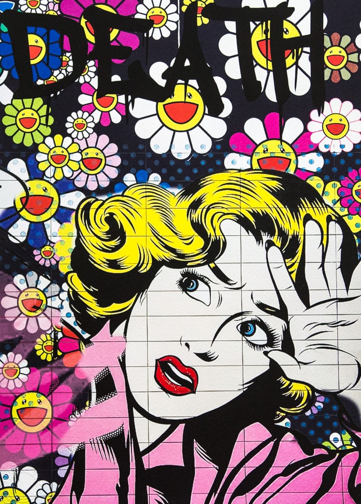 DEATH NYC SIGNED FINE ART PRINT W/COA: DEATH NYC Signed Fine Art Print with COA , DEATH NYC is a New York City-based street artist. Her pseudonym is an acronym for 'Don't Easily Abandon the Hope'. Print is blind stamped, comes with Certifi