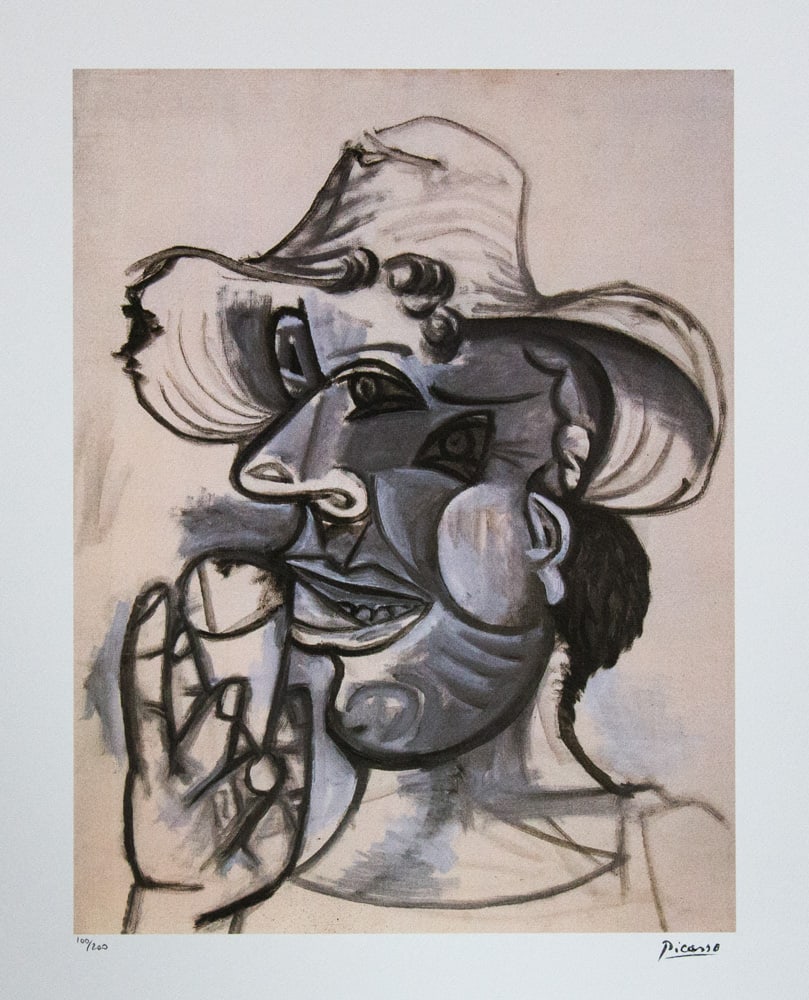 Pablo Picasso 'Man with Ice Cream Cone': Pablo Picasso (after) 'Man with Ice Cream Cone' lithograph print, limited edition of 200, sheet size 50 x 70 cm, plate signed bottom right, numbered with pencil bottom left 100/200, wove paper with