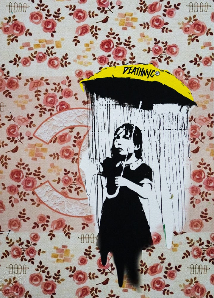 DEATH NYC SIGNED FINE ART PRINT W/COA: DEATH NYC Signed Fine Art Print with COA , DEATH NYC is a New York City-based street artist. Her pseudonym is an acronym for 'Don't Easily Abandon the Hope'. Print is blind stamped, comes with Certifi
