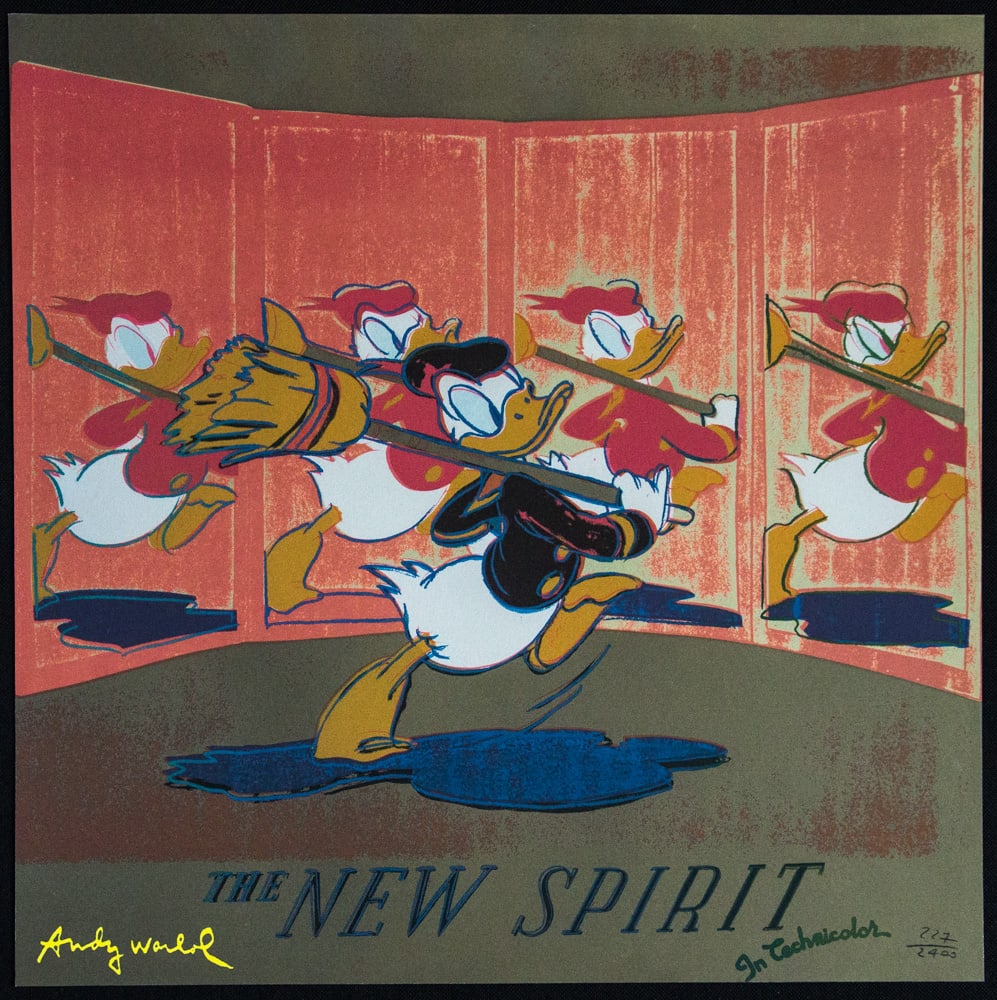 Andy Warhol 'Donald Duck': Andy Warhol (after) 'Donald Duck' offset lithography, size 60 x 60 cm, plate signed bottom left, numbered with pencil, limited edition 227/2400, heavy paper, stamped with CMOA on the back (Carnegie Mu