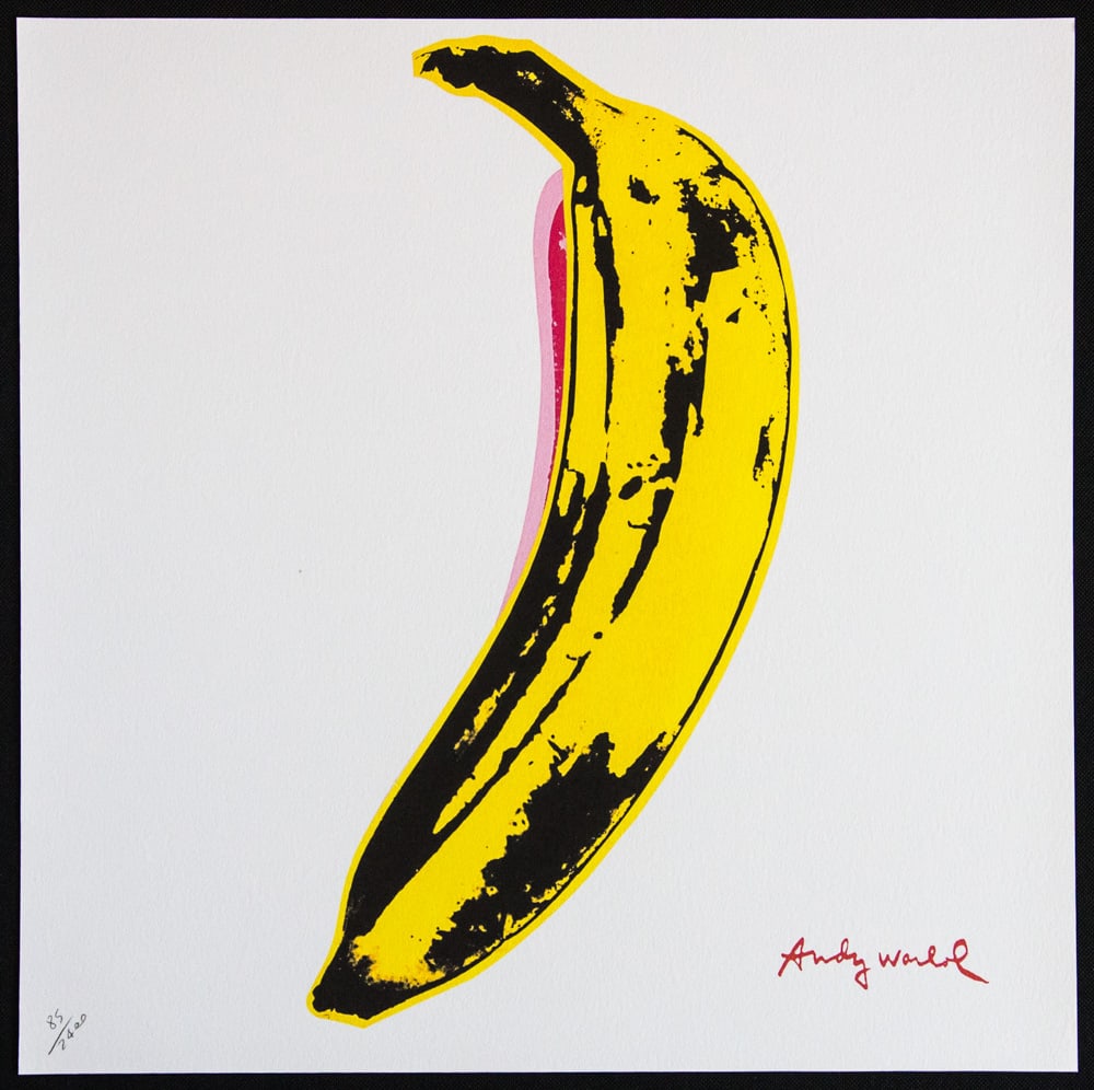 Andy Warhol 'Banana': Andy Warhol (after) 'Banana' offset lithography, size 60 x 60 cm, plate signed bottom right, numbered with pencil, limited edition 85/2400, heavy paper, stamped with CMOA on the back (Carnegie Museum 
