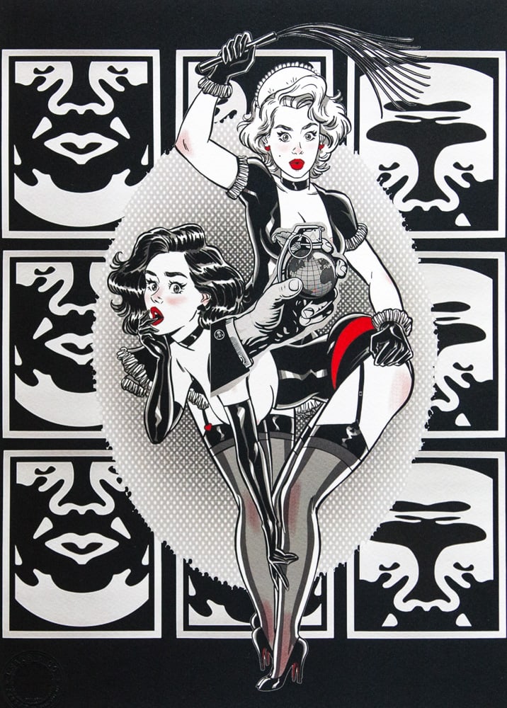 DEATH NYC SIGNED FINE ART PRINT W/COA: DEATH NYC Signed Fine Art Print with COA , DEATH NYC is a New York City-based street artist. Her pseudonym is an acronym for 'Don't Easily Abandon the Hope'. Print is blind stamped, comes with