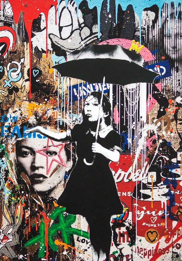 DEATH NYC SIGNED FINE ART PRINT W/COA: DEATH NYC Signed Fine Art Print with COA , DEATH NYC is a New York City-based street artist. Her pseudonym is an acronym for 'Don't Easily Abandon the Hope'. Print is blind stamped, comes with