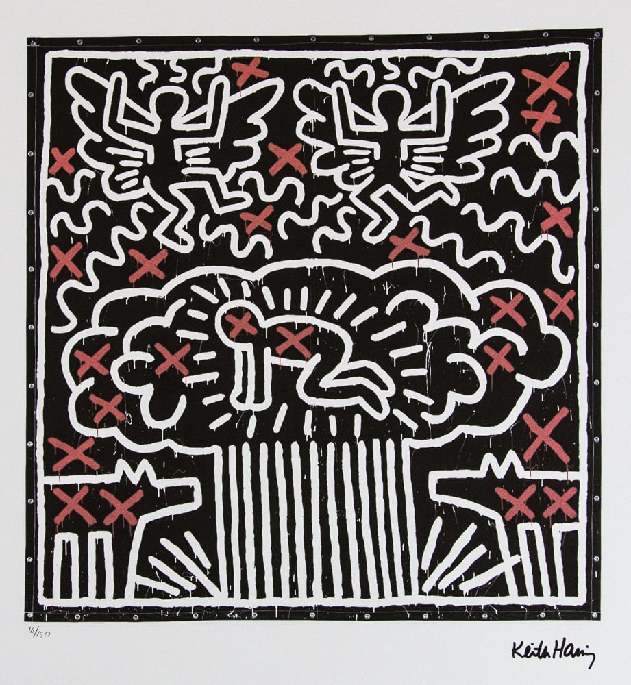 Keith Haring, Untitled: Keith Haring (after) untitled, offset lithography, limited edition of 150, sheet size 50 x 70 cm, plate signed bottom right, numbered with pencil bottom left 16/150, cotton paper, Keith Haring