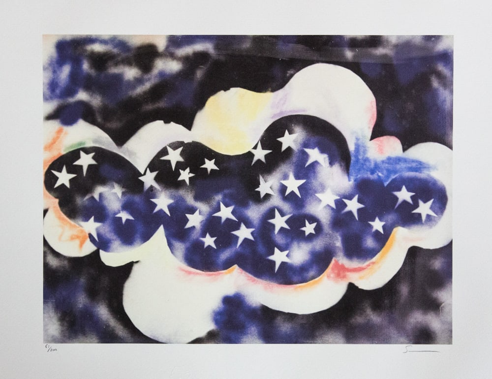 Mario Schifano 'Tutte Stelle': Mario Schifano (after) 'Tutte Stelle' offset lithograph in colors, signed bottom right, pencil, numbered bottom left with pencil, limited edition 61/200, bottom center publishing house stamp, cotton