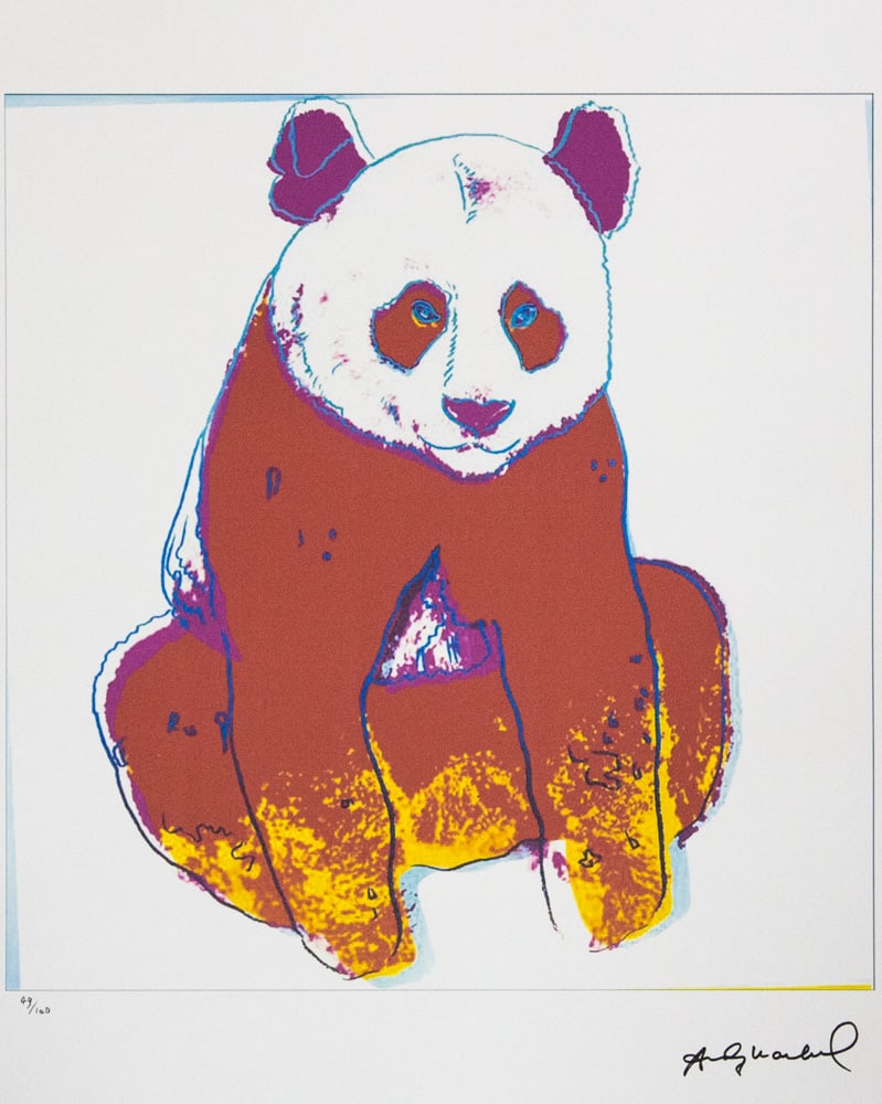 Andy Warhol 'Giant Panda': Andy Warhol (after) 'Giant Panda' offset lithograph in colors on Arches paper, sheet size 38,5 x 57 cm, plate signed bottom right, numbered with pencil, limited edition 49/100 (Leo Castelli, Art Galle