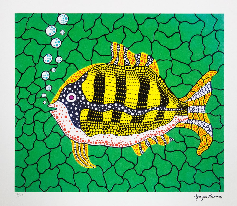 Yayoi Kusama 'Depths of the Sea': Yayoi Kusama (after) 'Depths of the Sea' offset lithography, limited edition of 500, sheet size 50 x 65 cm, plate signed bottom right, numbered with pencil bottom left 36/500, fine art paper, without