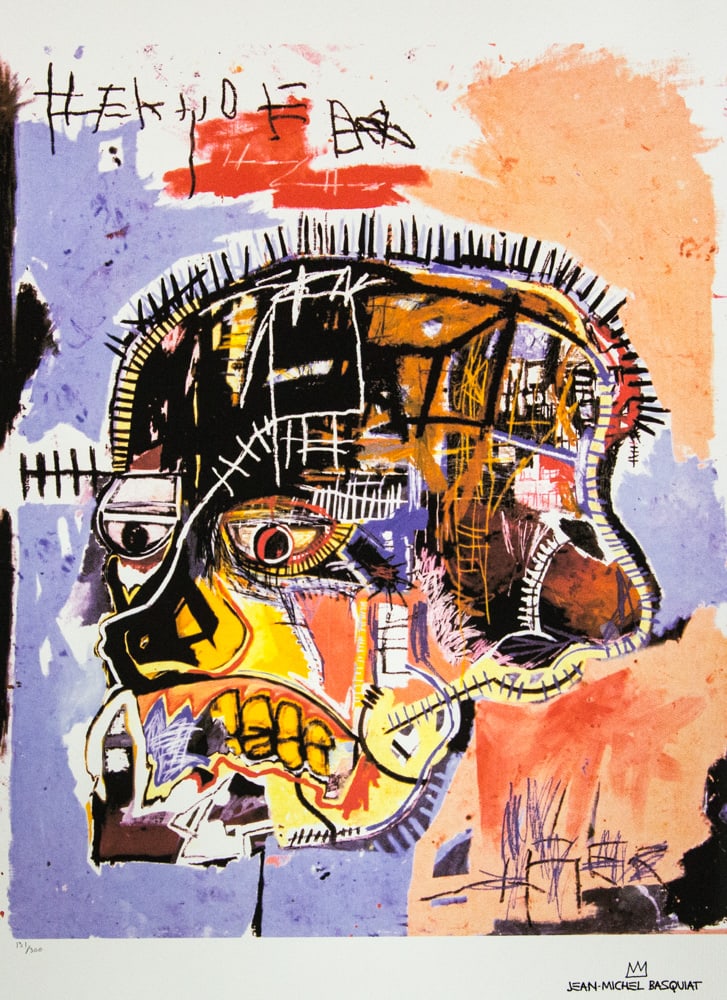 Jean-Michel Basquiat 'Skull': Jean-Michel Basquiat (after) 'Skull' lithography print, sheet size 50 x 70 cm, plate signed bottom right, numbered bottom left with pencil, limited edition 131/300, bottom right publishing house