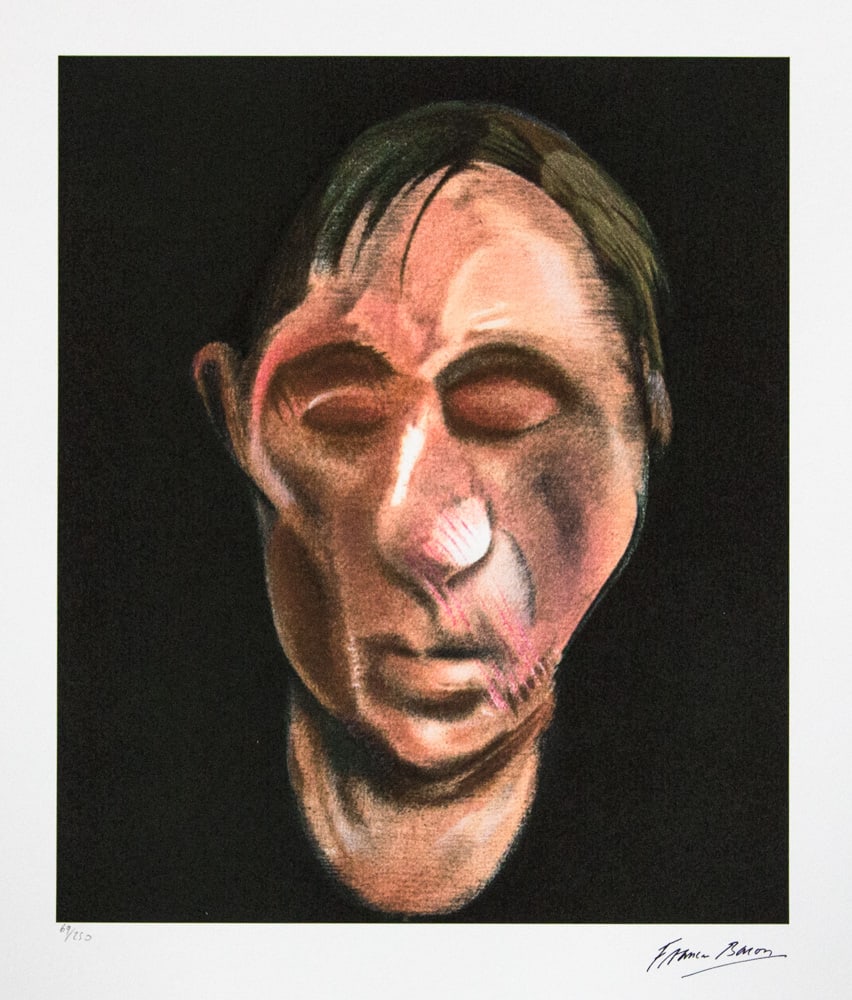 Francis Bacon 'Study for Self-Portrait': Francis Bacon (after) 'Study for Self-Portrait' offset lithography, limited edition of 250, sheet size 50 x 65 cm, plate signed bottom right, numbered with pencil bottom left 69/250, fine art paper,