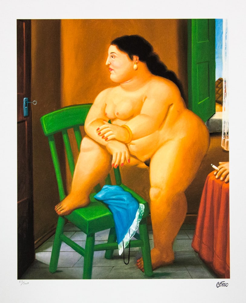 Fernando Botero 'Standing Woman': Fernando Botero (after) 'Standing Woman' offset lithography, limited edition of 300, sheet size 50 x 65 cm, plate signed bottom right, numbered with pencil bottom left 63/300, fine art paper, without