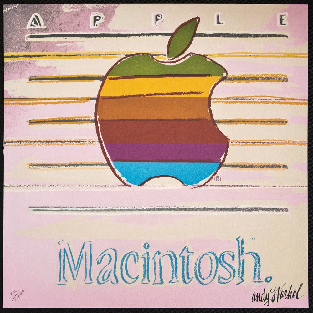 Andy Warhol 'Apple': Andy Warhol (after) 'Apple' offset lithography, size 60 x 60 cm, plate signed bottom right, numbered with pencil, limited edition 202/2400, heavy paper, stamped with CMOA on the back (Carnegie Museum