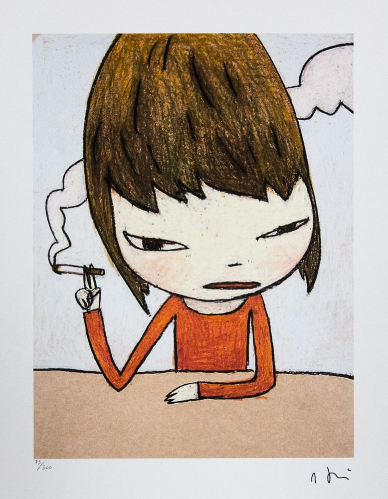 Yoshitomo Nara, Untitled: Yoshitomo Nara (after) untitled, offset lithography, limited edition of 300, sheet size 50 x 65 cm, plate signed bottom right, numbered with pencil bottom left 75/300, fine art paper, without addition