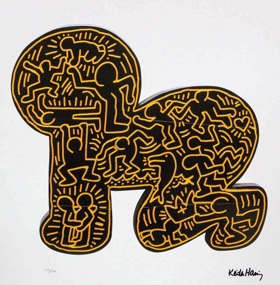 Keith Haring 'Baby': Keith Haring (after) 'Baby' offset lithography, limited edition of 150, sheet size 50 x 70 cm, plate signed bottom right, numbered with pencil bottom left 132/150, cotton paper, Keith Haring