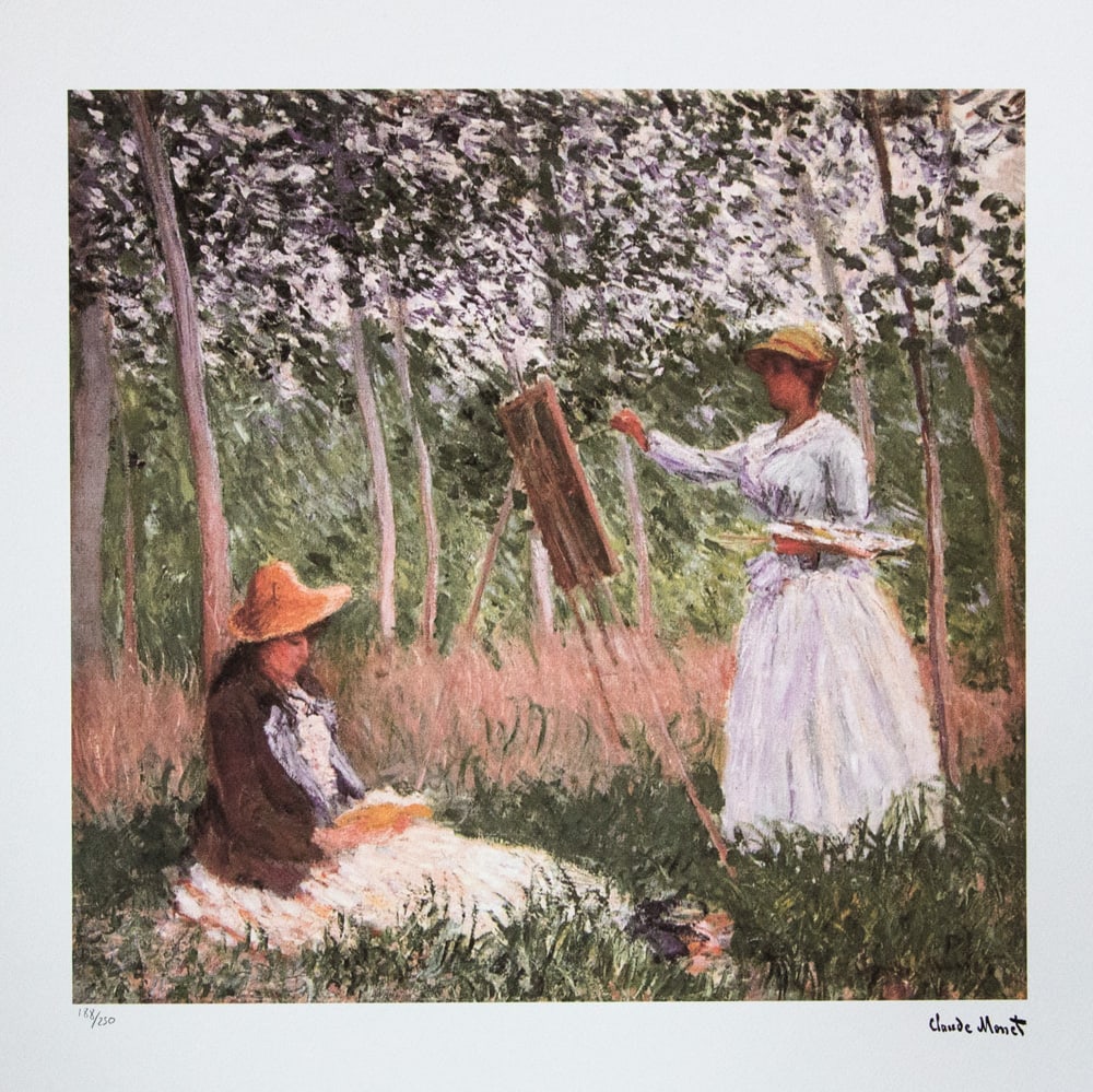 Claude Monet 'In the Woods at Giverny': Claude Monet (after) 'In the Woods at Giverny' lithography print, sheet size 50 x 70 cm, plate signed bottom right, numbered with pencil bottom left, limited edition 188/250, with embossing stamp