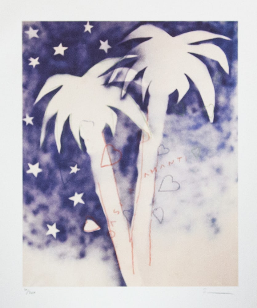 Mario Schifano 'Oasi per Amanti': Mario Schifano (after) 'Oasi per Amanti' offset lithograph in colors, signed bottom right, pencil, numbered bottom left with pencil, limited edition 10/200, bottom center publishing house stamp, cotto