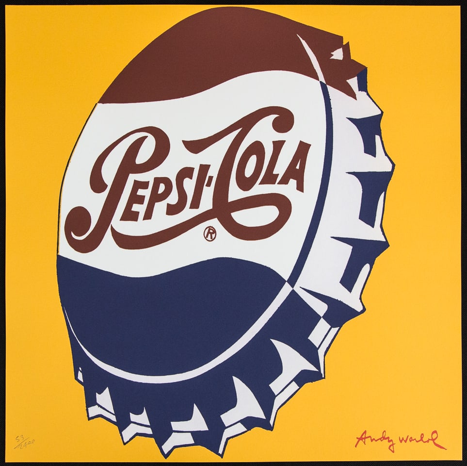 Andy Warhol 'Pepsi-Cola': Andy Warhol (after) 'Pepsi-Cola' offset lithography, size 60 x 60 cm, plate signed bottom right, numbered with pencil, limited edition 53/2400, heavy paper, stamped with CMOA on the back (Carnegie Mus