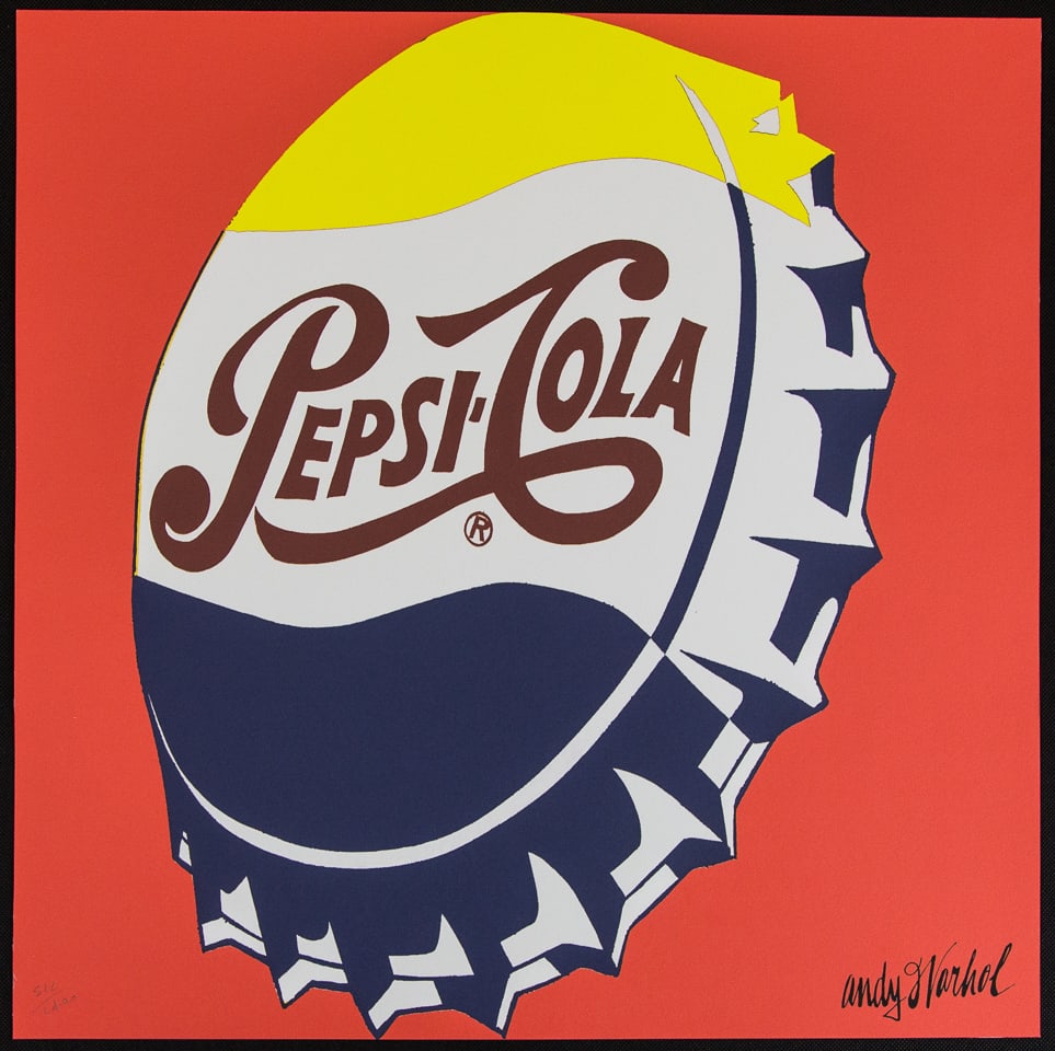 Andy Warhol 'Pepsi-Cola': Andy Warhol (after) 'Pepsi-Cola' offset lithography, size 60 x 60 cm, plate signed bottom right, numbered with pencil, limited edition 522/2400, heavy paper, stamped with CMOA on the back (Carnegie Mu