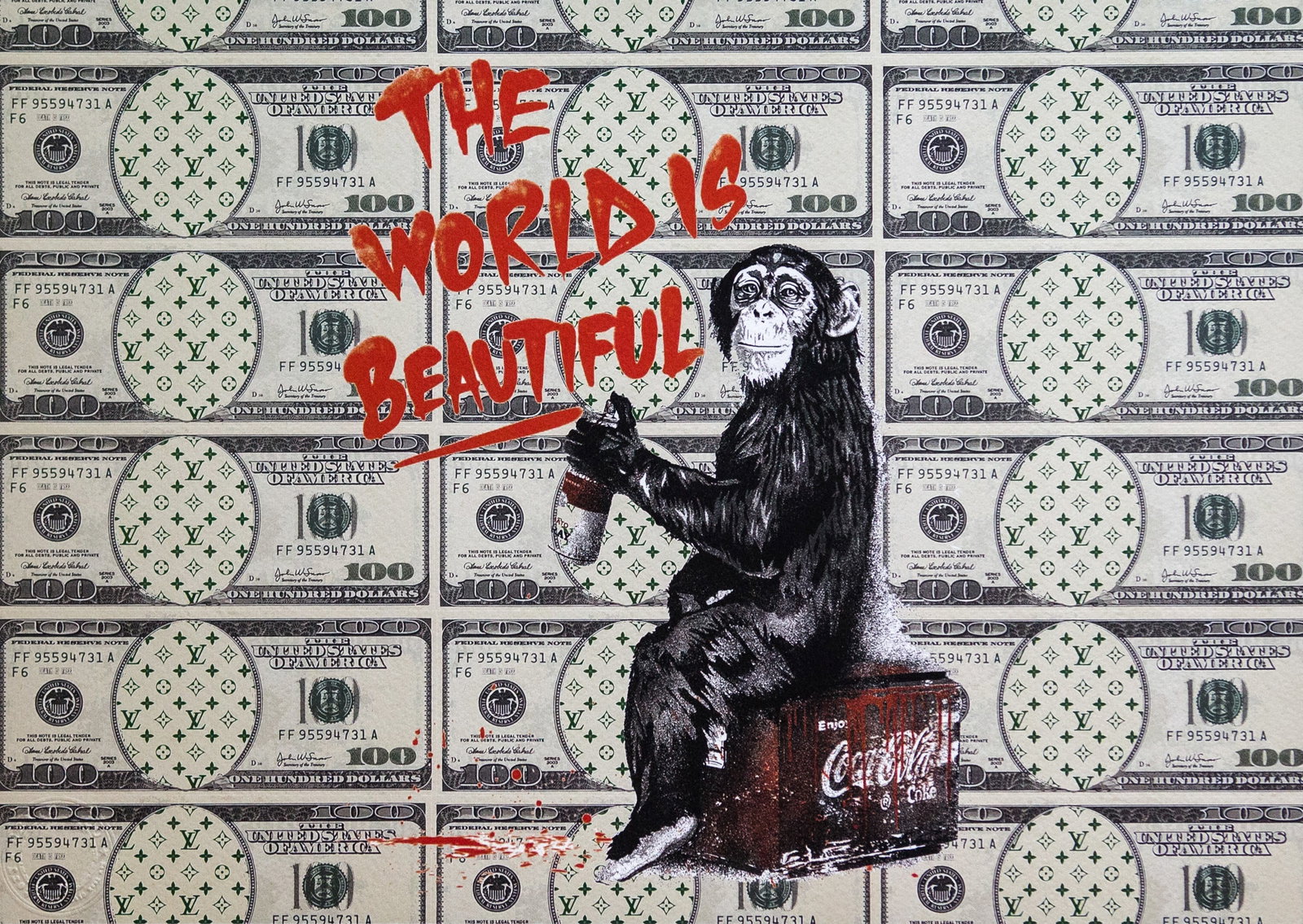DEATH NYC SIGNED FINE ART PRINT W/COA: DEATH NYC Signed Fine Art Print with COA , DEATH NYC is a New York City-based street artist. Her pseudonym is an acronym for 'Don't Easily Abandon the Hope'. Print is blind stamped, comes with