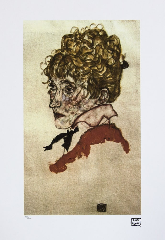 Egon Shiele 'Portrait of Edith Schiele': Egon Schiele (after) 'Portrait of Edith Schiele' limited edition of 200, offset lithograph, plate signed bottom right, numbered with pencil bottom left 152/200, fine art cotton paper, bottom left publ