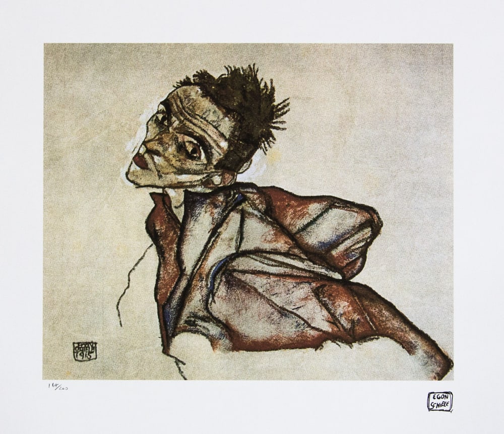 Egon Shiele 'Self Portrait': Egon Schiele (after) 'Self Portrait' limited edition of 200, offset lithograph, plate signed bottom right, numbered with pencil bottom left 164/200, fine art cotton paper, bottom left publishing house