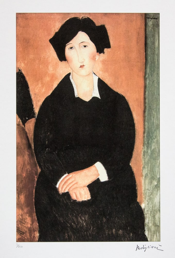 Amadeo Modigliani 'The Italian Woman': Amadeo Modigliani (after) 'The Italian Woman' lithography print, plate signed bottom right, numbered with pencil bottom left, limited edition 3/250, heavy paper, sheet size 70 x 50 cm, without
