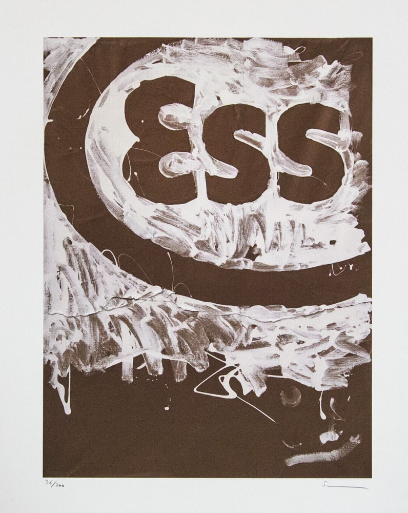 Mario Schifano 'Segno di Energia': Mario Schifano (after) 'Segno di Energia' offset lithograph in colors, signed bottom right, pencil, numbered bottom left with pencil, limited edition 96/200, bottom center publishing house stamp, cott
