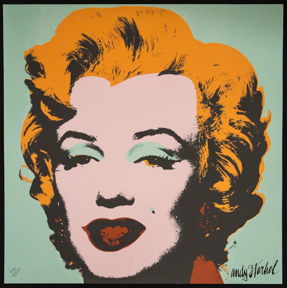 Andy Warhol 'Marilyn Monroe': Andy Warhol (after) 'Marilyn Monroe' offset lithography, size 60 x 60 cm, plate signed bottom right, numbered with pencil, limited edition 373/2400, heavy paper, stamped with CMOA on the back (Carnegi
