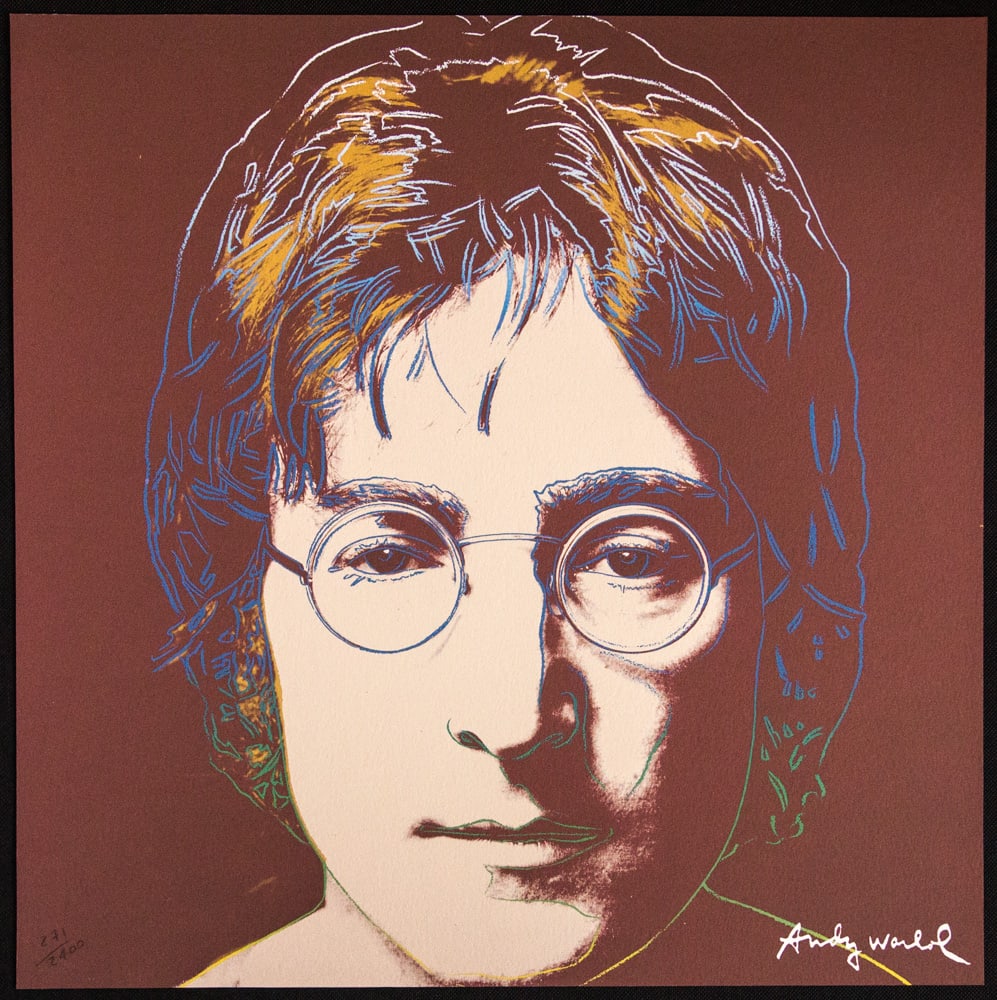 Andy Warhol 'John Lennon': Andy Warhol (after) 'John Lennon' offset lithography, size 60 x 60 cm, plate signed bottom right, numbered with pencil, limited edition 271/2400, heavy paper, stamped with CMOA on the back (Carnegie M