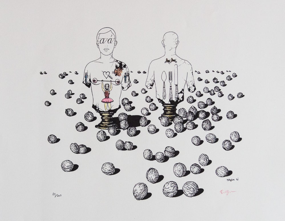 Toyen 'The Shooting Gallery VIII': Toyen (after), Marie Cerminova 'The Shooting Gallery VIII' lithography print, signed bottom right, numbered with pencil bottom left, limited edition 115/500, bottom embossing stamps, paper BFK Rives, 