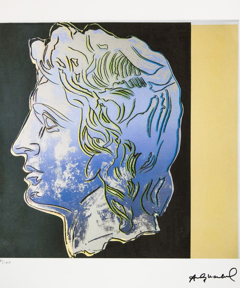 Andy Warhol 'Alexander the Great': Andy Warhol (after) 'Alexander the Great' offset lithograph in colors on Arches paper, sheet size 38,5 x 57 cm, plate signed bottom right, numbered with pencil, limited edition 41/100 (Leo Castelli, A