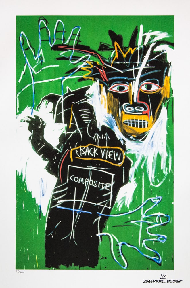 Jean-Michel Basquiat 'Self-Portrait as a Heel, Part Two': Jean-Michel Basquiat (after) 'Self-Portrait as a Heel, Part Two' lithography print, sheet size 50 x 70 cm, plate signed bottom right, numbered bottom left with pencil, limited edition 67/300, bottom