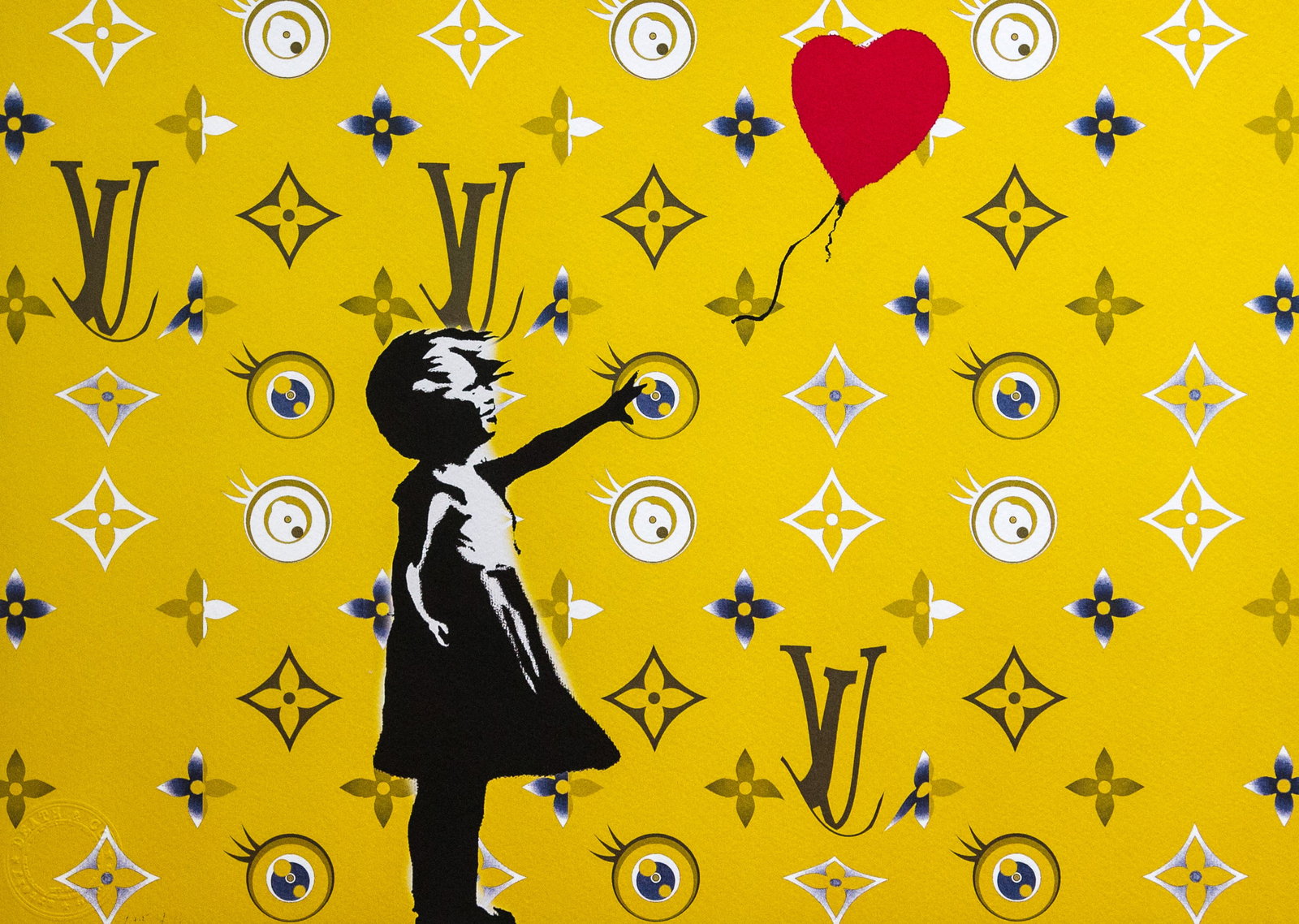 DEATH NYC SIGNED FINE ART PRINT W/COA: DEATH NYC Signed Fine Art Print with COA , DEATH NYC is a New York City-based street artist. Her pseudonym is an acronym for 'Don't Easily Abandon the Hope'. Print is blind stamped, comes with
