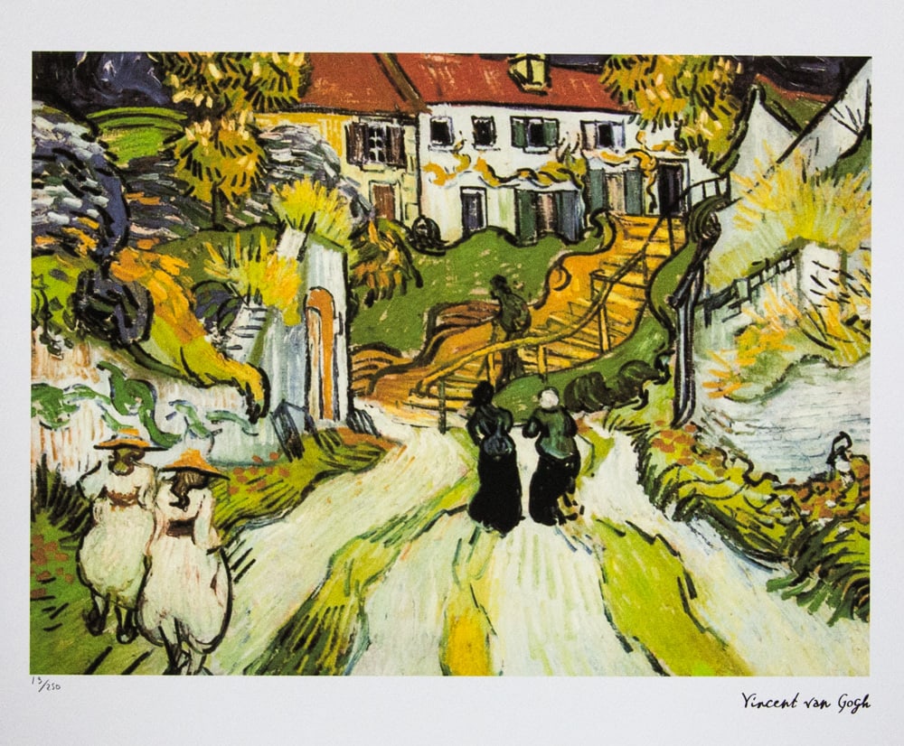 Vincent van Gogh 'Stairway at Auvers': Vincent van Gogh (after) 'Stairway at Auvers' lithography print, sheet size 50 x 70 cm, plate signed bottom right, numbered with pencil bottom left, limited edition 19/250, with embossing stamp