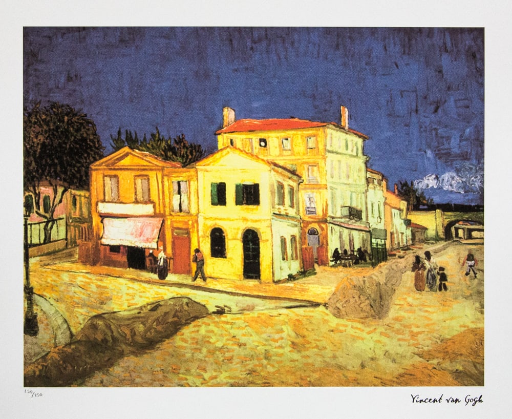 Vincent van Gogh 'The Yellow House': Vincent van Gogh (after) 'The Yellow House' lithography print, sheet size 50 x 70 cm, plate signed bottom right, numbered with pencil bottom left, limited edition 150/250, with embossing stamp