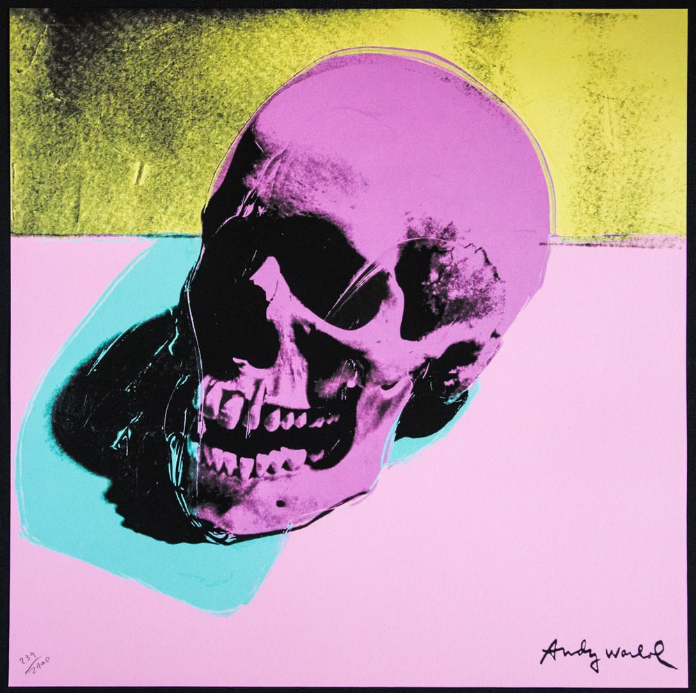 Andy Warhol 'Skull': Andy Warhol (after) 'Skull' offset lithography, size 60 x 60 cm, plate signed bottom right, numbered with pencil, limited edition 239/2400, heavy paper, stamped with CMOA on the back (Carnegie Museum
