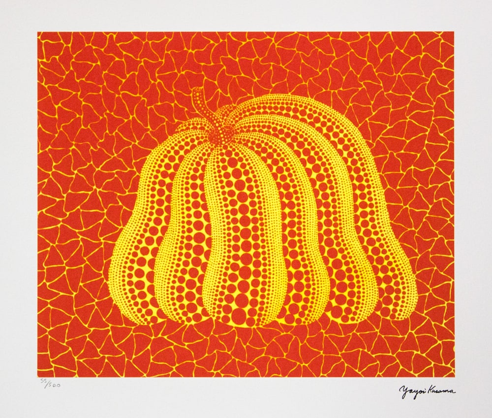 Yayoi Kusama 'Pumpkin': Yayoi Kusama (after) 'Pumpkin' offset lithography, limited edition of 500, sheet size 50 x 65 cm, plate signed bottom right, numbered with pencil bottom left 55/500, fine art paper, without