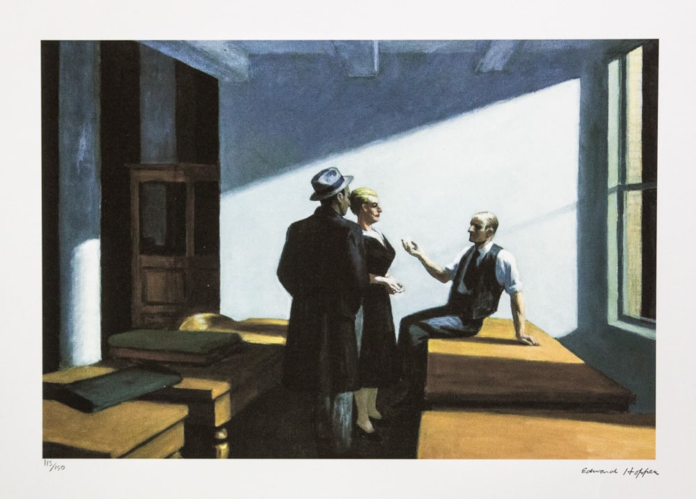 Edward Hopper 'Conference at Night': Edward Hopper (after) 'Conference at Night' limited edition 115/150, lithography print, plate signed bottom right, numbered with pencil bottom left, bottom left embossing stamp 'Georges Israel