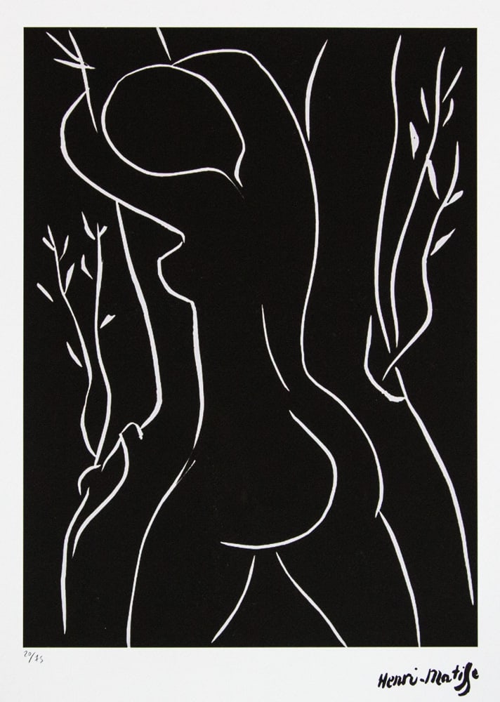 Henri Matisse 'Pasiphae: Embracing an Olive Tree': Henri Matisse (after) 'Pasiphae: Embracing an Olive Tree' offset lithography, limited edition of 75, sheet size 50 x 70 cm, plate signed bottom right, numbered with pencil bottom left 20/75, cotton