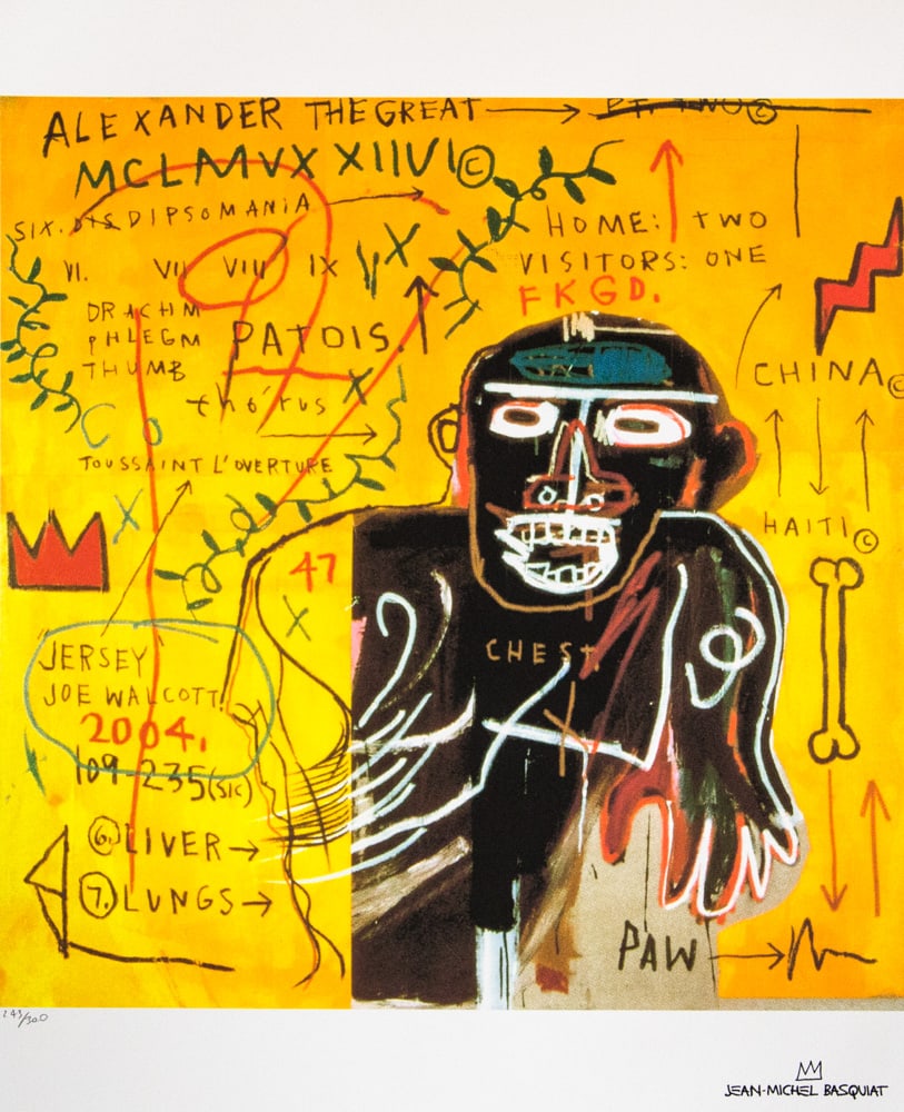 Jean-Michel Basquiatm 'All Colored Cast (Part III)': Jean-Michel Basquiat (after) 'All Colored Cast (Part III)' lithography print, sheet size 50 x 70 cm, plate signed bottom right, numbered bottom left with pencil, limited edition 243/300, bottom right
