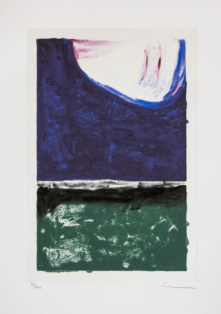 Mario Schifano, Untitled: Mario Schifano (after) untitled, offset lithograph in colors, signed bottom right, pencil, numbered bottom left with pencil, limited edition 86/200, bottom center publishing house stamp, cotton paper,