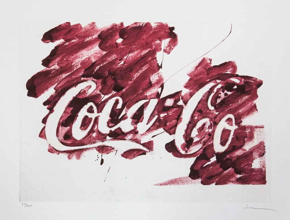 Mario Schifano, Untitled: Mario Schifano (after) untitled, offset lithograph in colors, signed bottom right, pencil, numbered bottom left with pencil, limited edition 50/200, bottom center publishing house stamp, cotton paper,